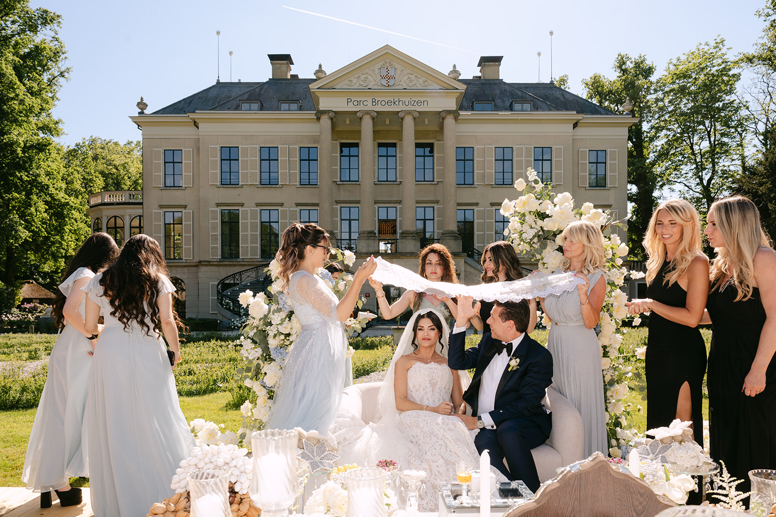International couple celebrating a luxury destination wedding at a historic Dutch estate in the Netherlands, planned by BEST DAY EVER Events.